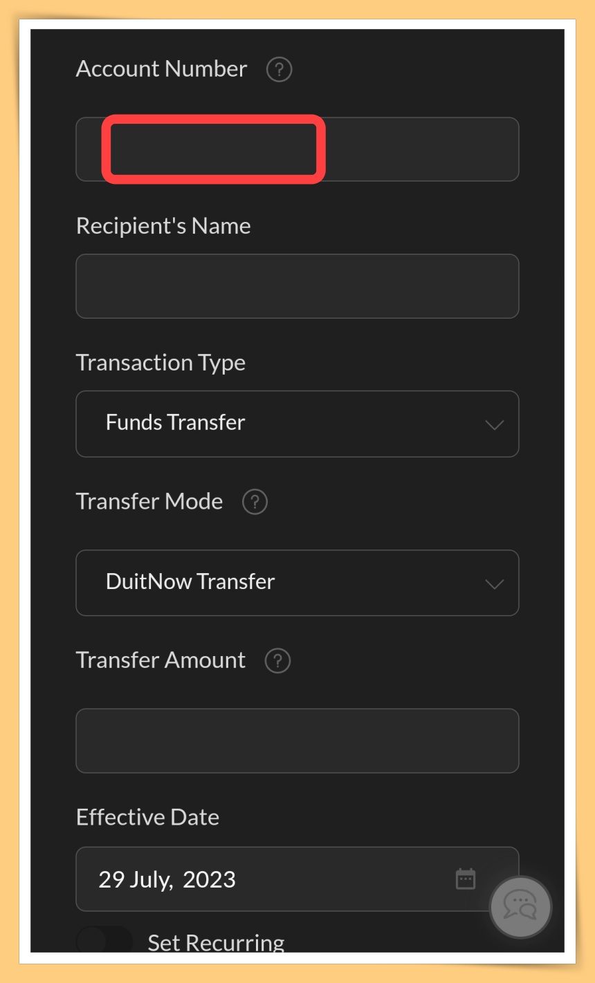 Copy Duitnow account number