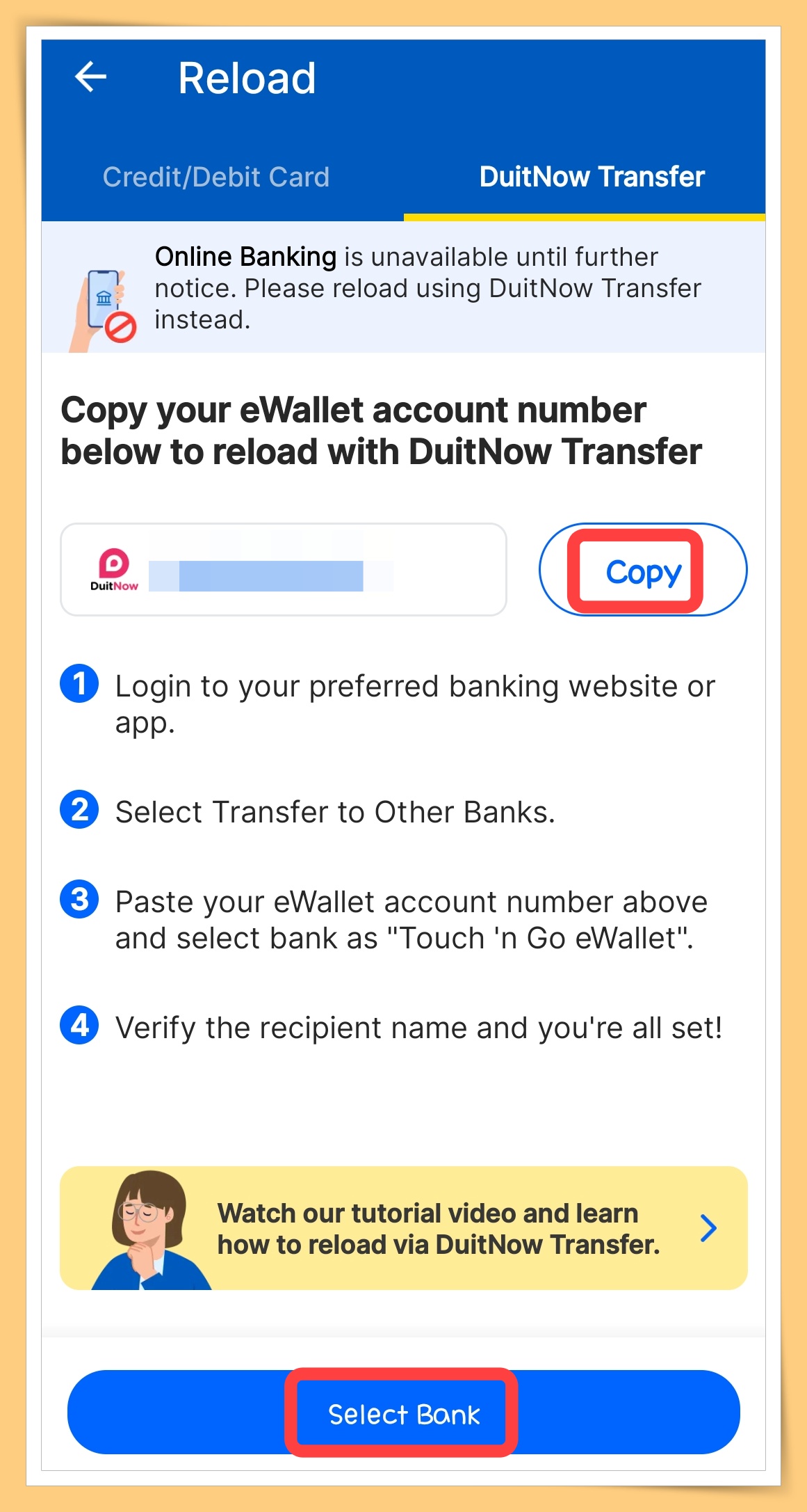 Choose DuitNow Transfer