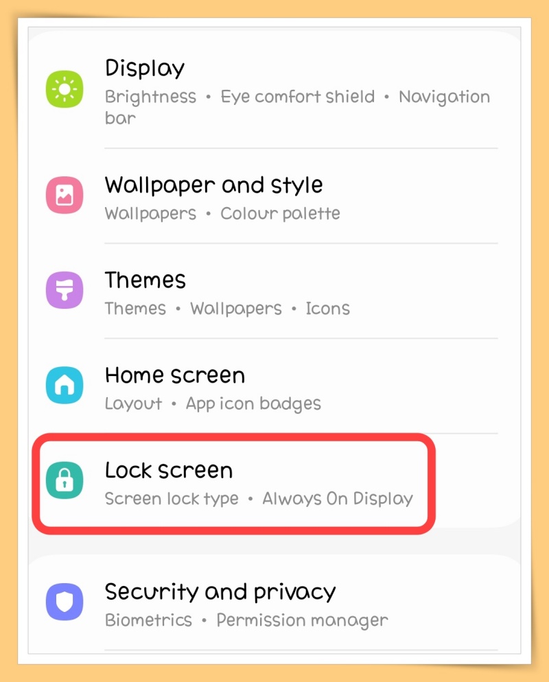 Settings Lock Screen