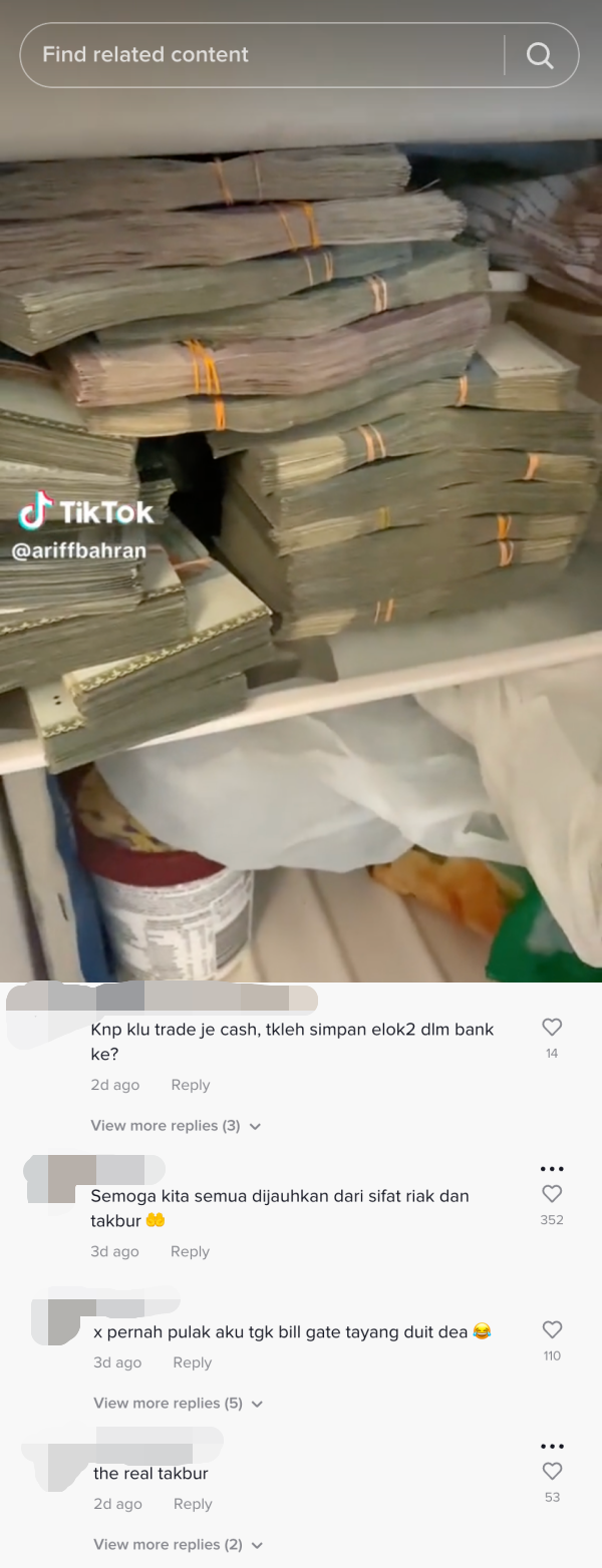 大马歌手冰箱藏大批现金