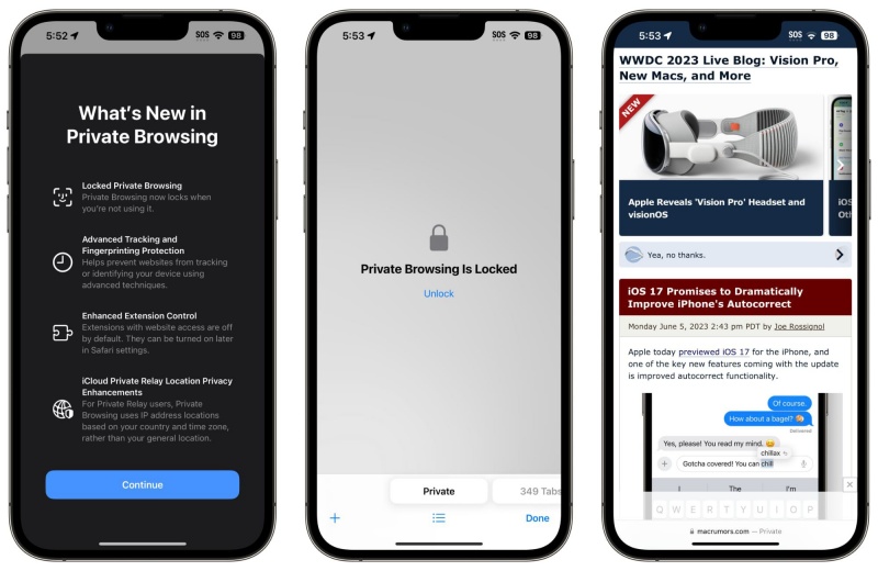 iOS 17 Private Browsing