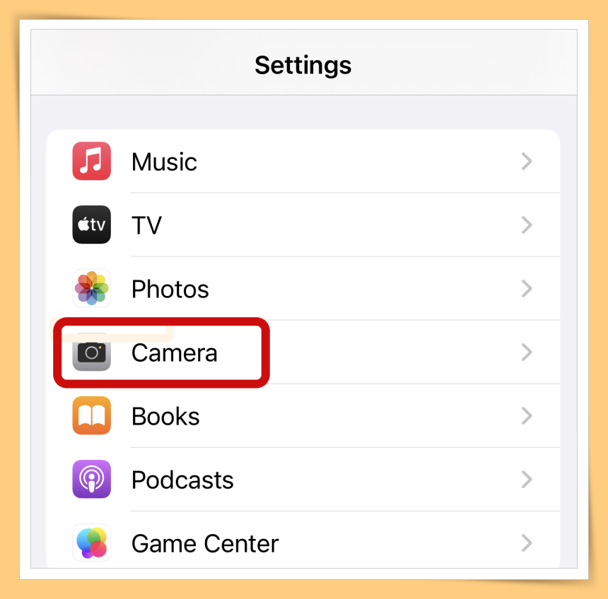 Settings Camera