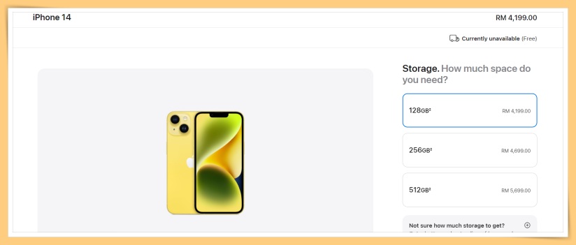 iPhone 14 Yellow Price