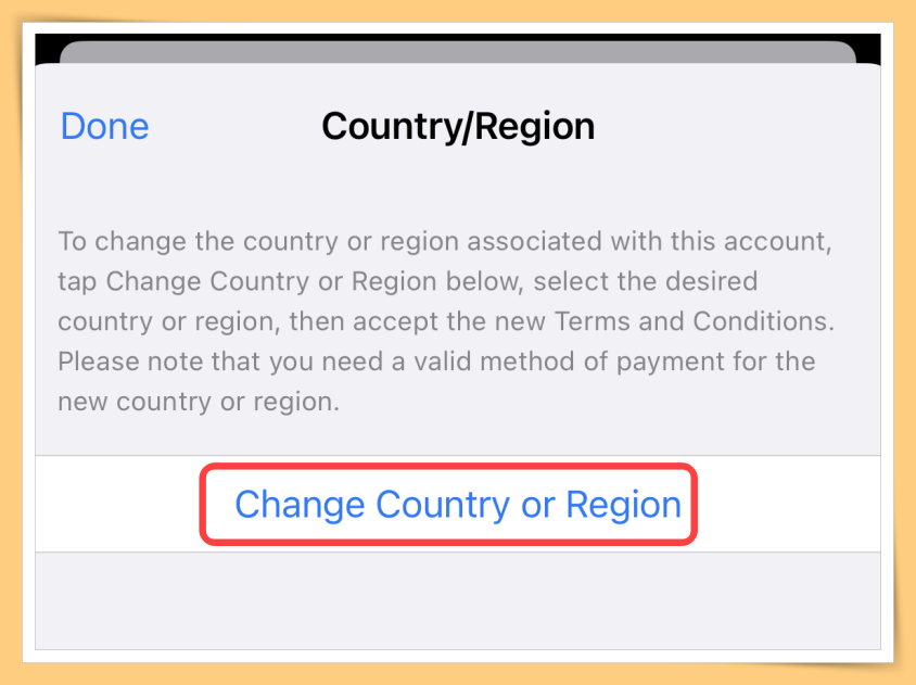 Change Country or Region