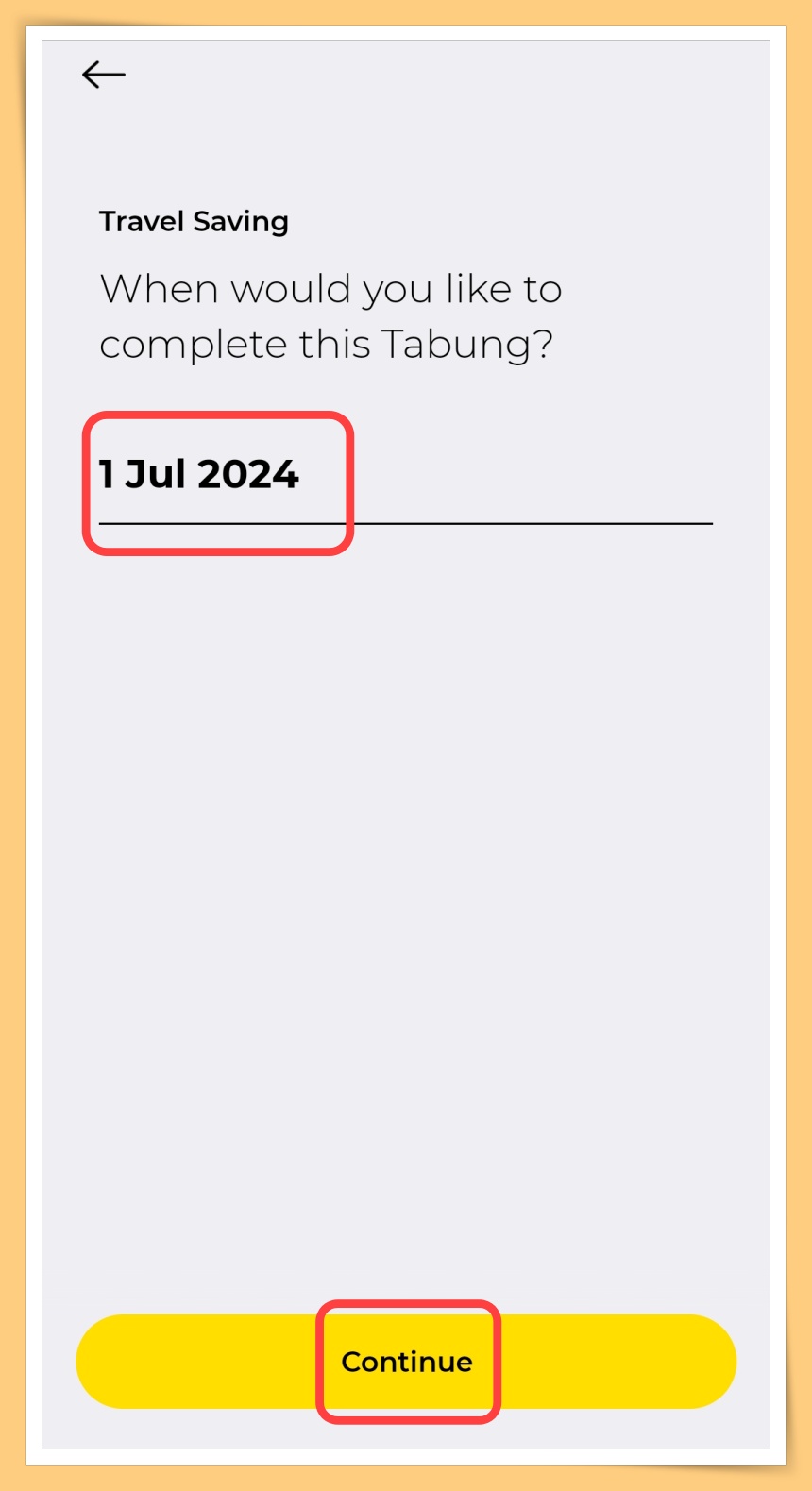 Choose Saving End Date