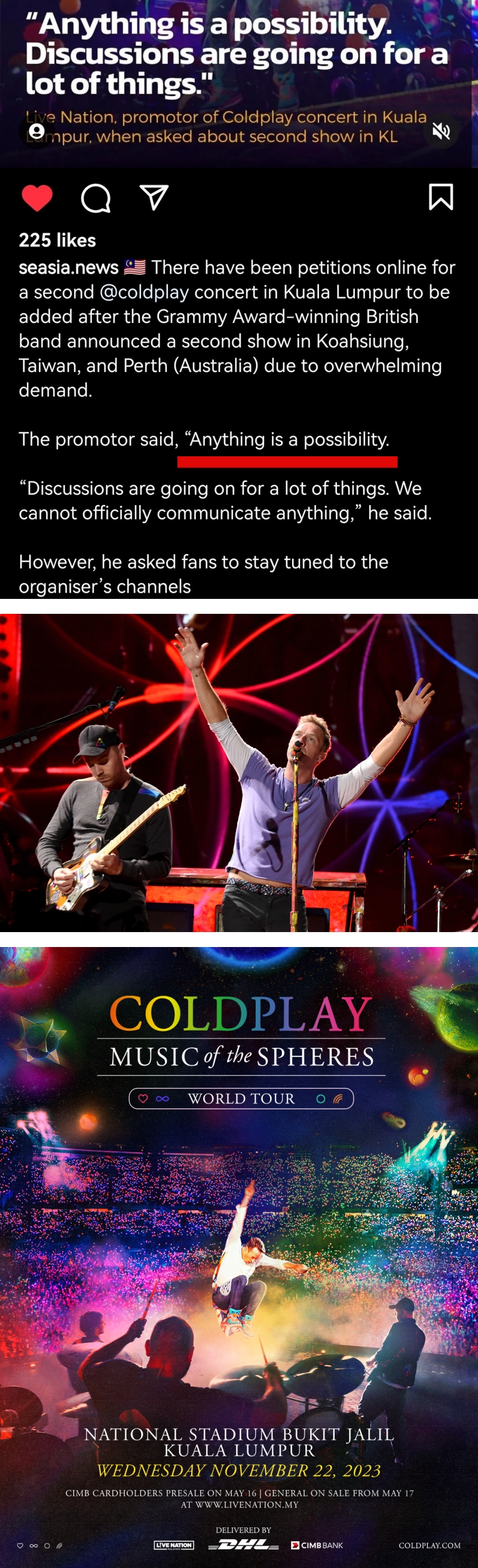 COLDPLAY 大马站官宣“一切皆有可能”