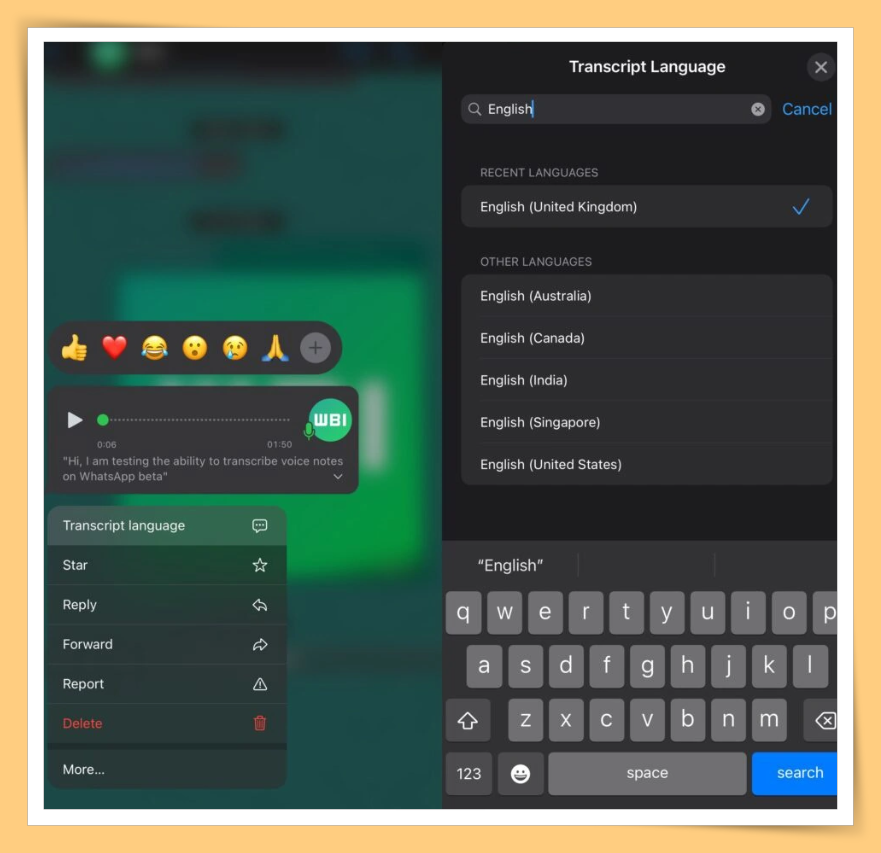 Transcript language