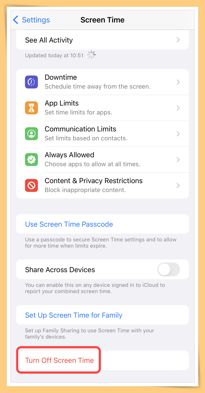 Turn Off Screen Time Pic