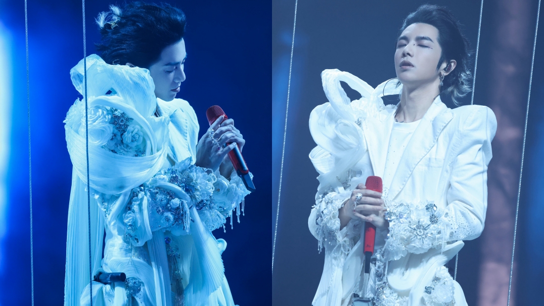 华晨宇上海演唱会穿婚纱装