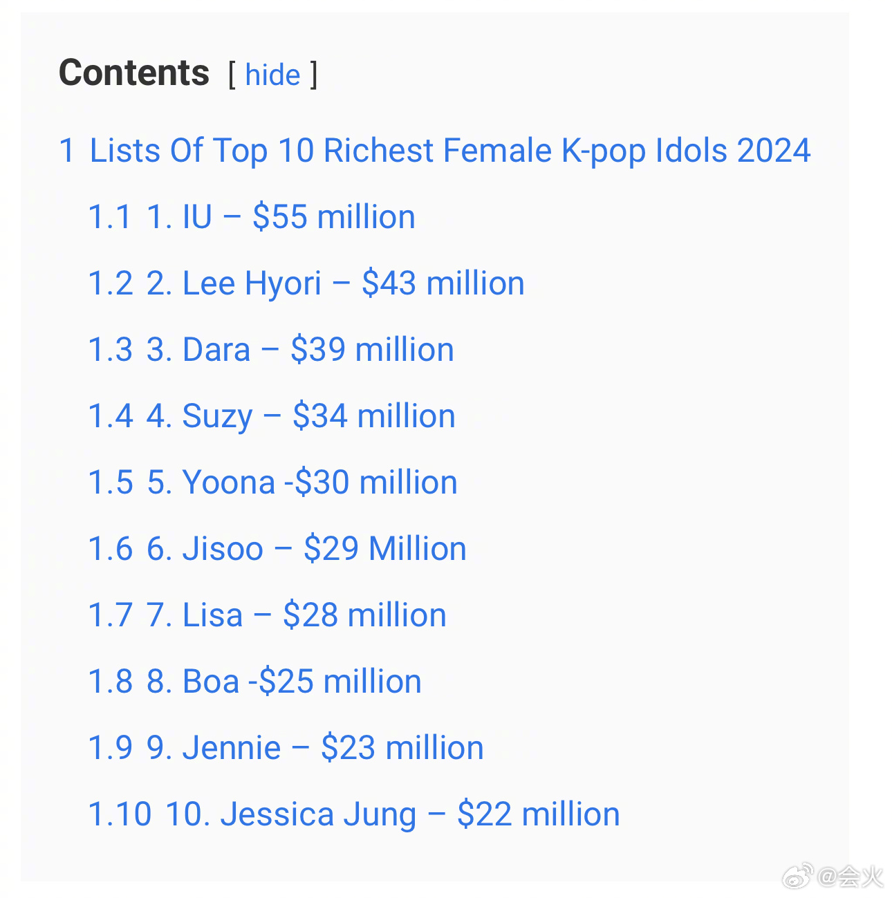 2024韩国最富有女爱豆出炉