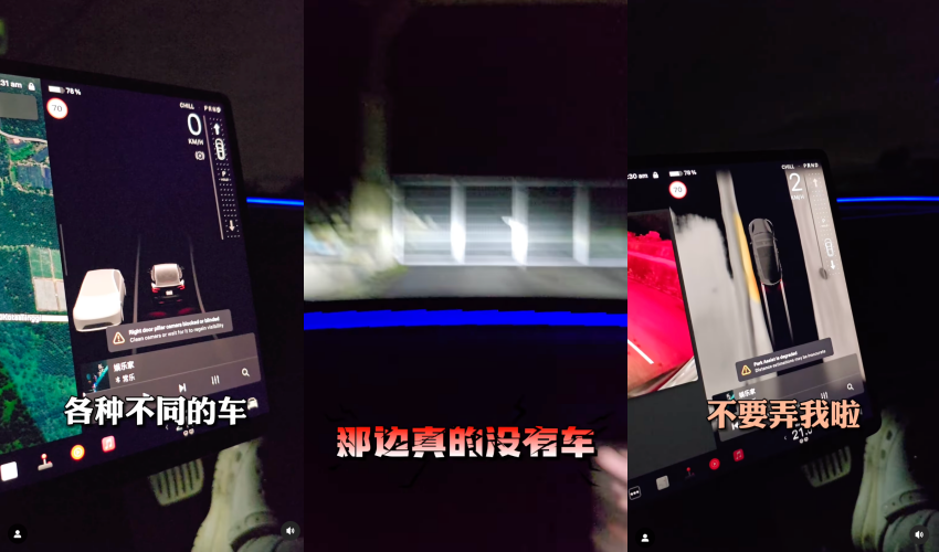 常乐开Tesla 经过坟场