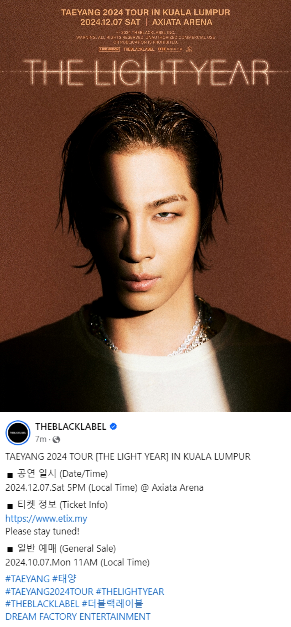 《TAEYANG 2024 TOUR[THE LIGHT YEAR] IN KUALA LUMPUR》