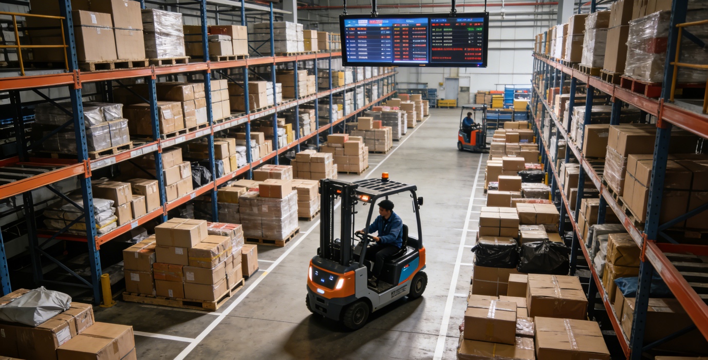 A person driving a forklift in a warehouse

AI-generated content may be incorrect.
