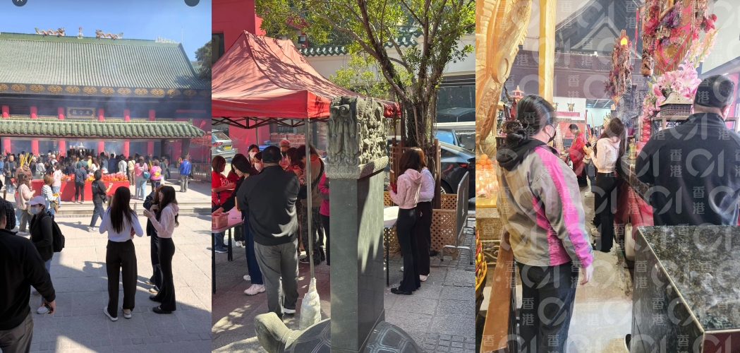 Lisa素颜低调现身香港“车公庙”拜拜！